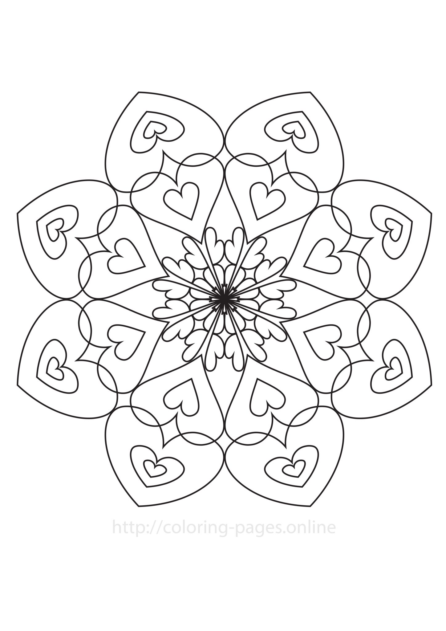 Love mandala coloring page