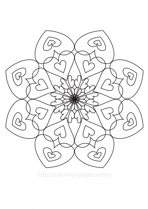 Love mandala coloring page