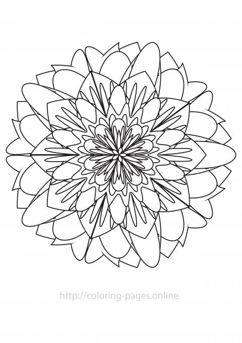 Poeny mandala coloring page
